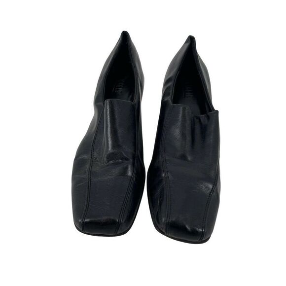 Black Square Toe Shoes Pumps Heels Retro Y2K Womens Size 10 Nickles Soft Vegan - Picture 3 of 10